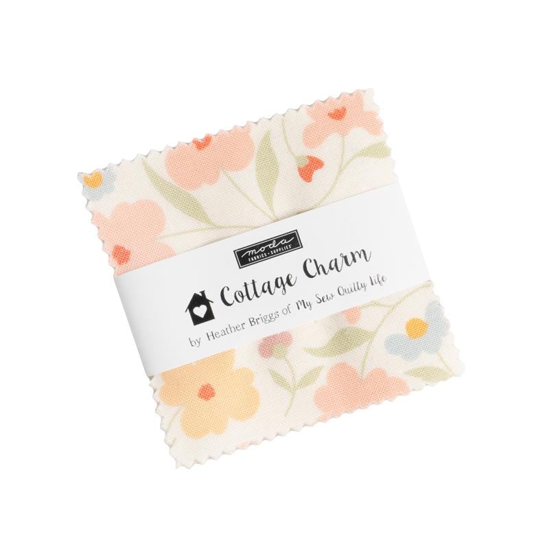 Cottage Charm by My Sew Quilty Life for Moda Fabrics. Quilter's Cotton Mini Charm Pack of 42 2.5 x 2.5 inch squares