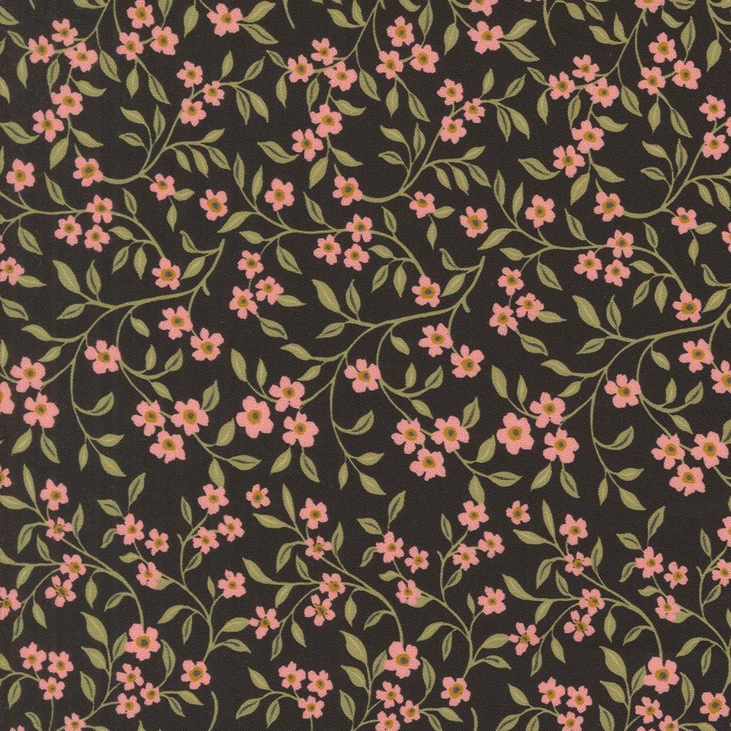 Sagewood Dogwood Small Floral in Night Sky by Crystal Manning for Moda. Continuous cuts of Quilter's Cotton Fabric