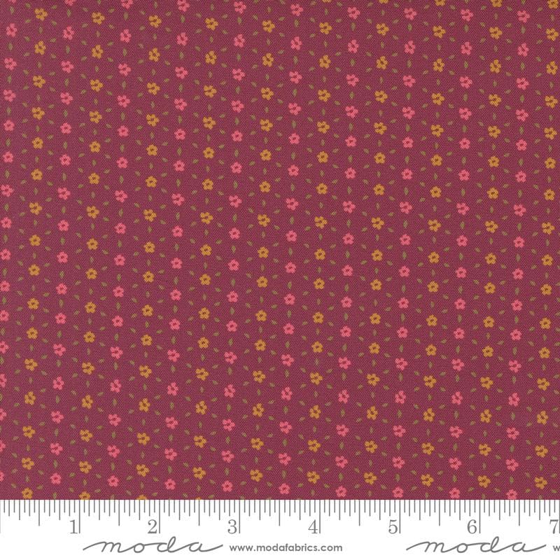 Sagewood Seedling Ditsy in Rose Wine by Crystal Manning for Moda. Continuous cuts of Quilter's Cotton Fabric