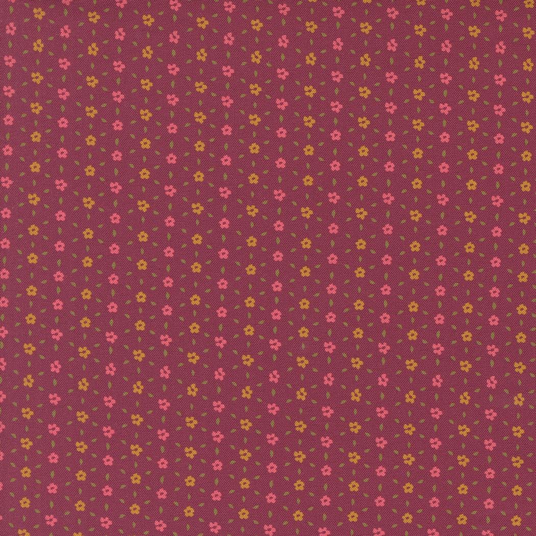 Sagewood Seedling Ditsy in Rose Wine by Crystal Manning for Moda. Continuous cuts of Quilter's Cotton Fabric