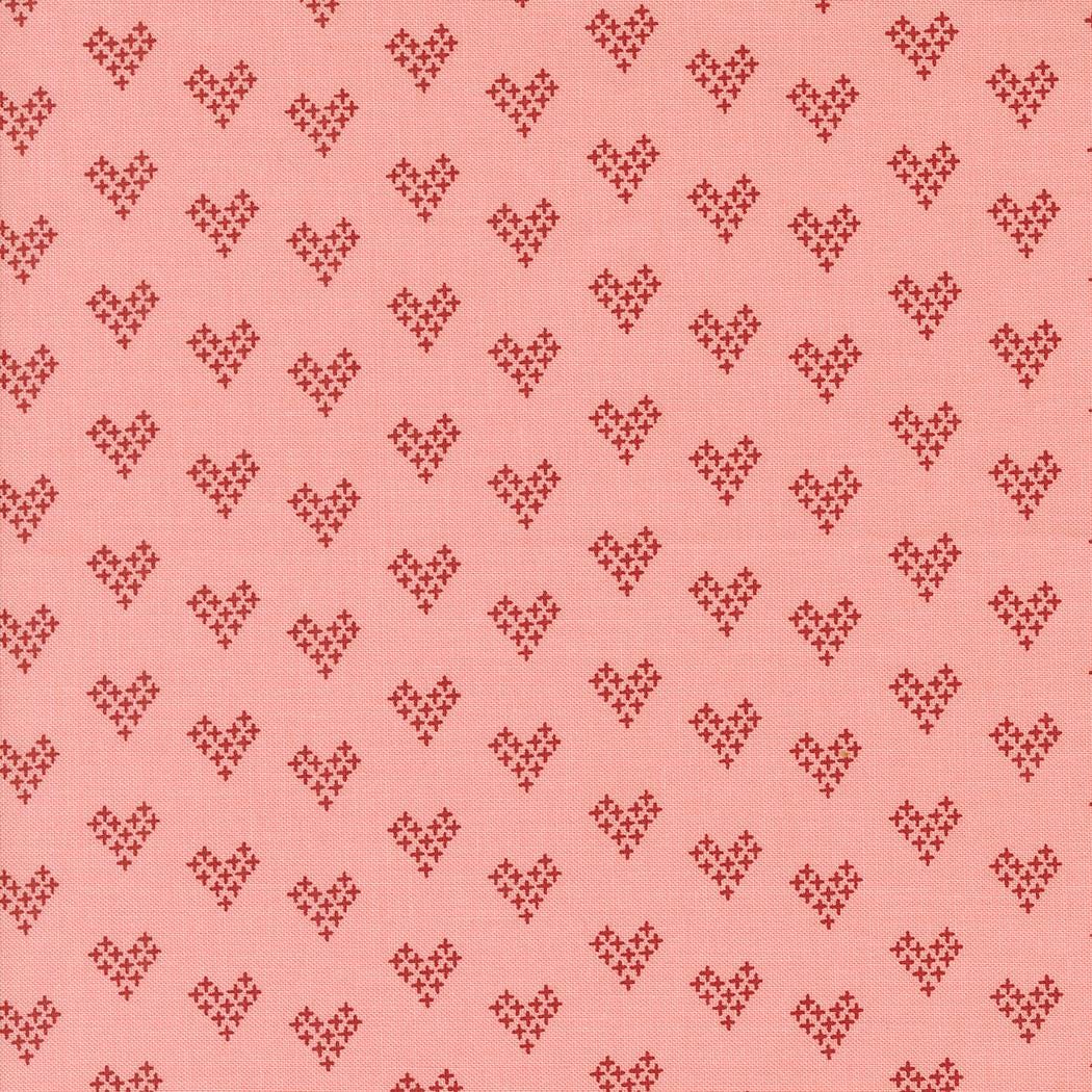 Love Novelty Hearts in Pink from Threads by Sweetwater for Moda continuous cuts of Quilter's Cotton Fabric