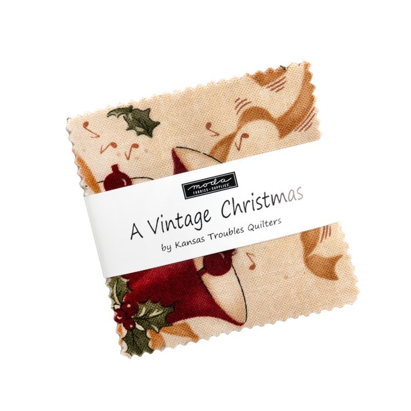 A Vintage Christmas by Kansas Troubles for Moda Fabrics. Quilter's Cotton Mini Charm Pack of 42 2.5 x 2.5 inch squares