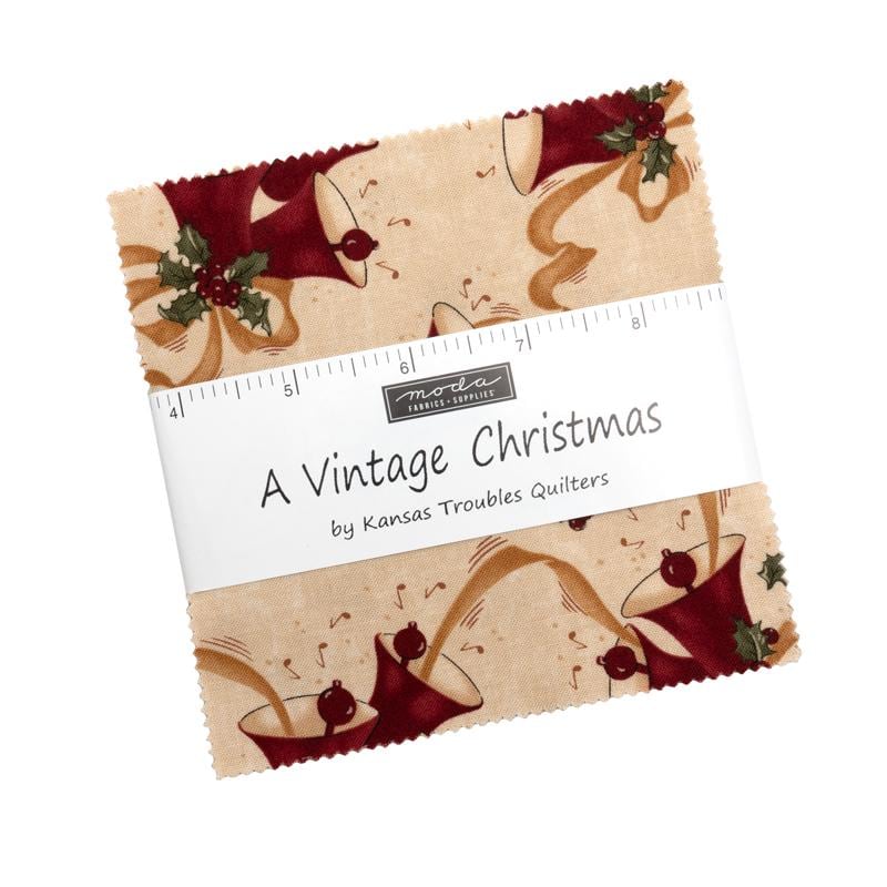 A Vintage Christmas by Kansas Troubles Quilters for Moda Quilter's Cotton Charm Pack of 42 5 x 5 inch squares