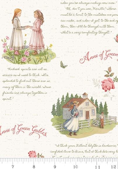 Anne of Green Gables Main in Cream by Riley Blake Designs. Continuous Cuts of Quilter's Cotton fabric Official Licensed product