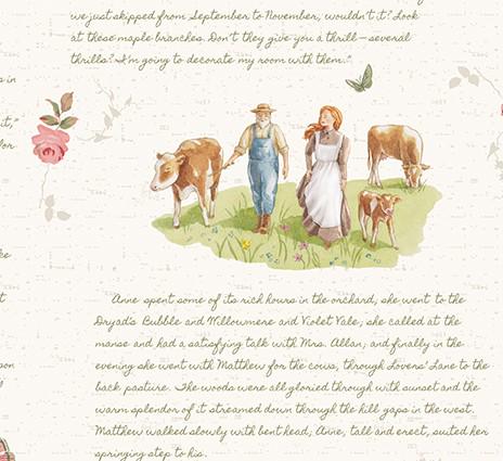 Anne of Green Gables Main in Cream by Riley Blake Designs. Continuous Cuts of Quilter's Cotton fabric Official Licensed product