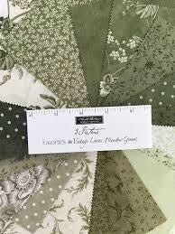3 Sisters Vintage Linens Meadow Greens Papillion Bramble Small Floral Leaf Vine in Sage by for Moda. Continuous cuts of Quilter's Cotton