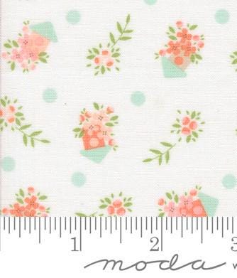 Birdhouses Novelty Houses Floral in Cloud from the Abloom Collection by Corey Yoder for Moda. Continuous cuts of Quilter's Cotton Fabric