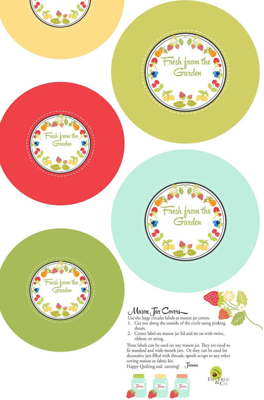 Jelly and Jam Homemade Labels by Fig Tree & Co for Moda Fabrics. Quilter's Cotton Fabric 18 x 22 inch panel