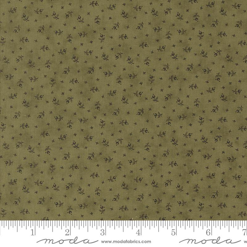 3 Sisters Favorites Vintage Linens Meadow Greens Berry Toss Ditsy in Boxwood for Moda. Continuous cuts of Quilter's Cotton