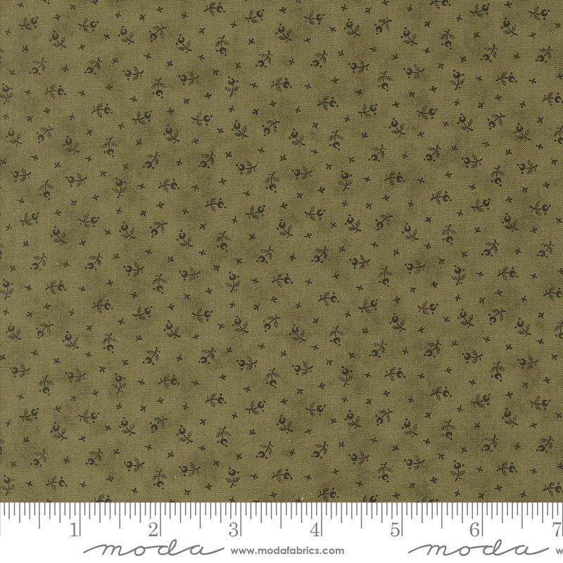 3 Sisters Favorites Vintage Linens Meadow Greens Berry Toss Ditsy in Boxwood for Moda. Continuous cuts of Quilter's Cotton