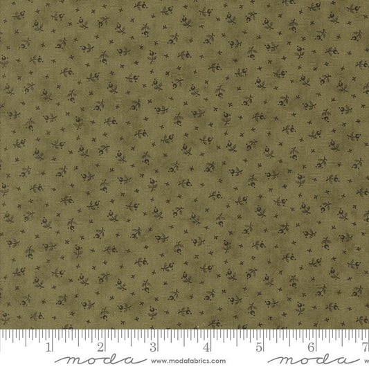 3 Sisters Favorites Vintage Linens Meadow Greens Berry Toss Ditsy in Boxwood for Moda. Continuous cuts of Quilter's Cotton