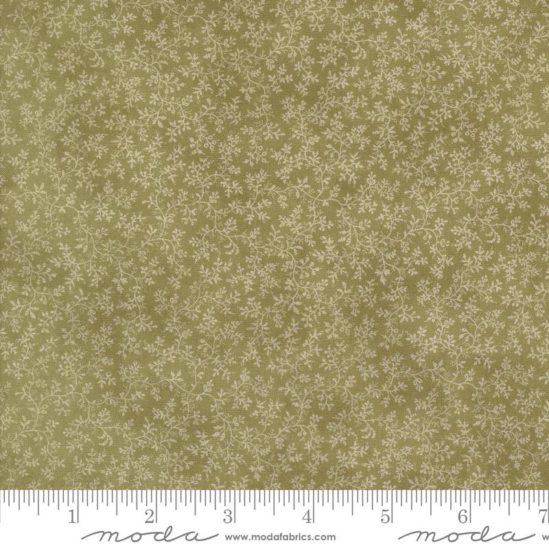 3 Sisters Favorites Vintage Linens Meadow Greens Poetic Vines Blenders in Rosemary for Moda. Continuous cuts of Quilter's Cotton