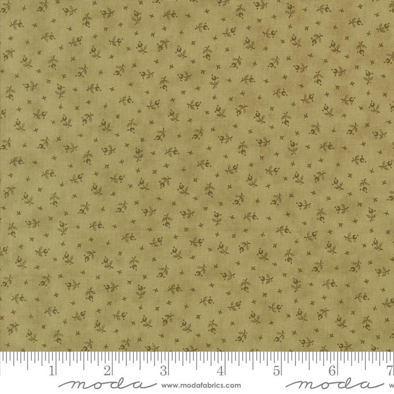 3 Sisters Favorites Vintage Linens Meadow Greens Berry Toss Ditsy in Basil for Moda. Continuous cuts of Quilter's Cotton
