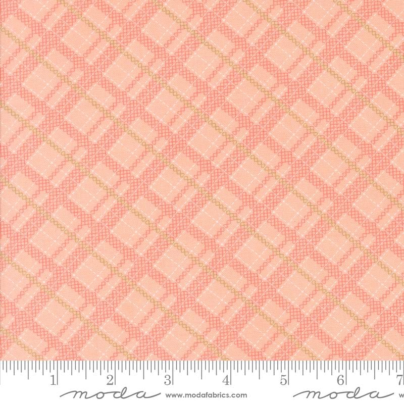 Stitched Plaid Checks &and Plaids in Bubble Gum from the Abloom by Corey Yoder for Moda. Continuous cuts of Quilter's Cotton Fabric