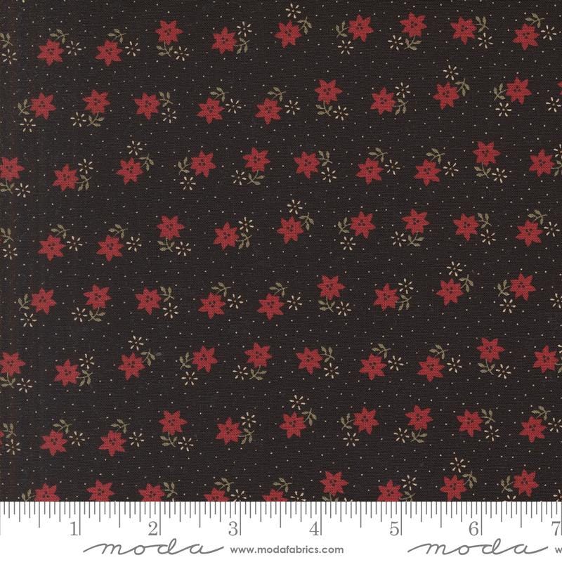Christmas Cactus Florals in Black by Kansas Troubles for Moda Fabrics. Continuous cuts of Quilter's Cotton Fabric