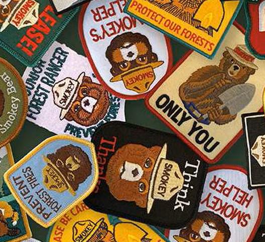 Friends of Smokey Bear Patches by Riley Blake Designs. Continuous Cuts of Quilter's Cotton fabric.
