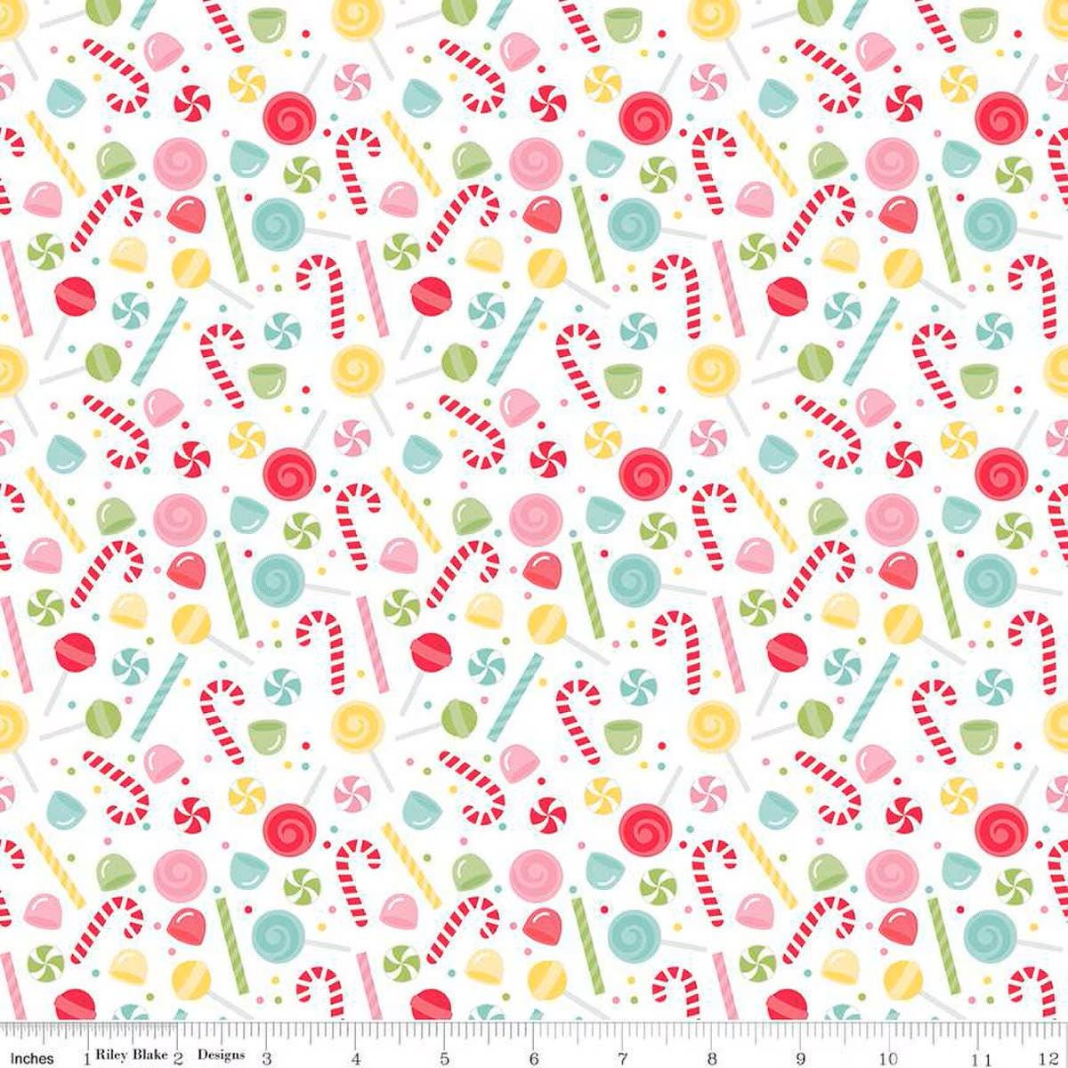 Gingerbread Kisses Sweets in White by Doodlebug Design Inc. for Riley Blake Designs. Continuous Cuts of Quilter's Cotton fabric.