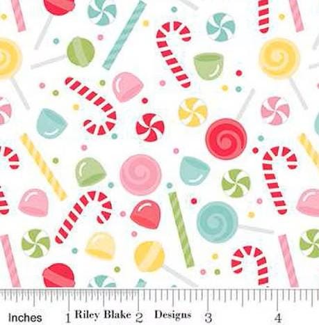 Gingerbread Kisses Sweets in White by Doodlebug Design Inc. for Riley Blake Designs. Continuous Cuts of Quilter's Cotton fabric.