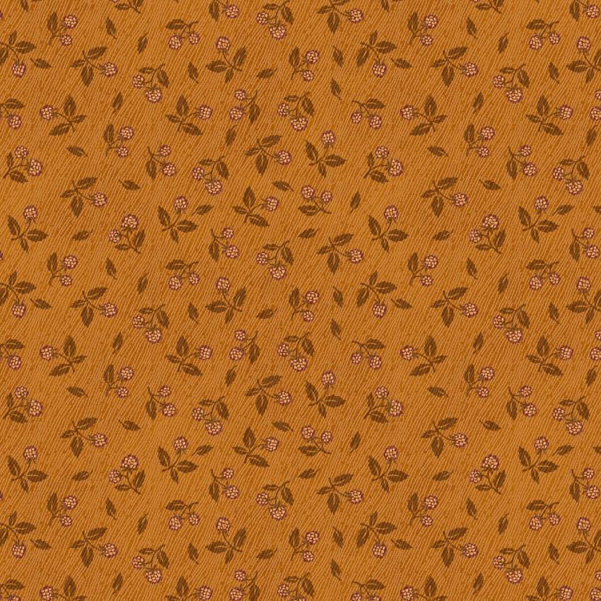 Tossed Berries in Rust from Flossie's Flowers by Janet Rae Nesbitt for Henry Glass continuous cuts of Quilter's Cotton Fabric