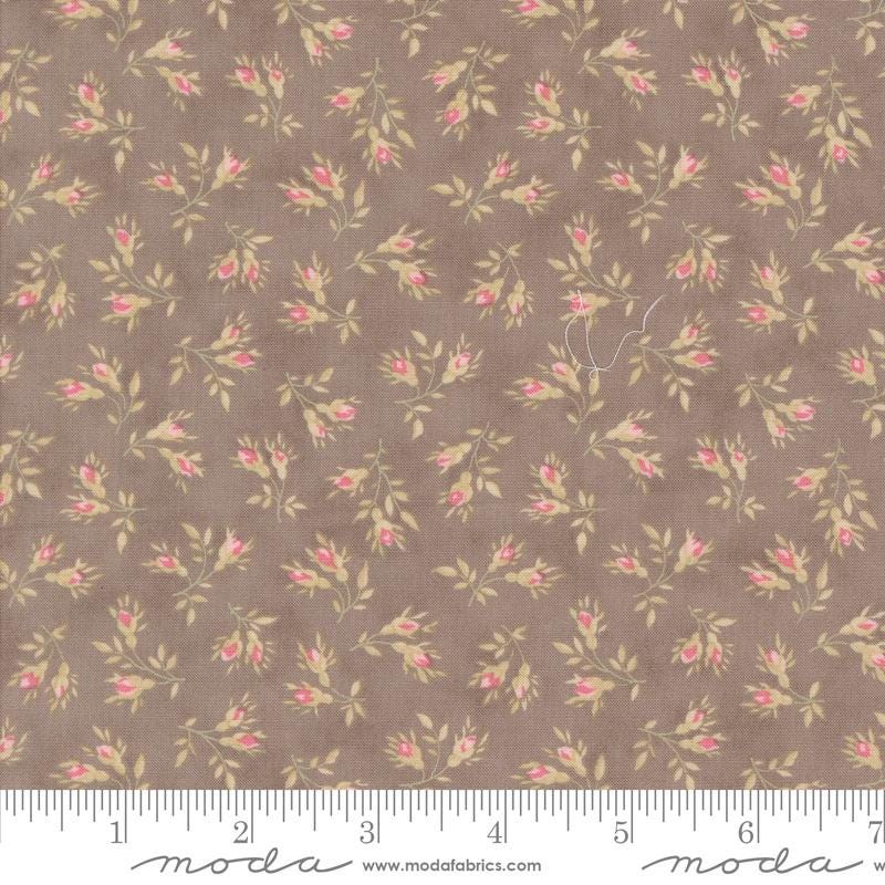 Rosebuds Florals in Slate by 3 Sisters for Moda. Continuous cuts of Quilter's Cotton