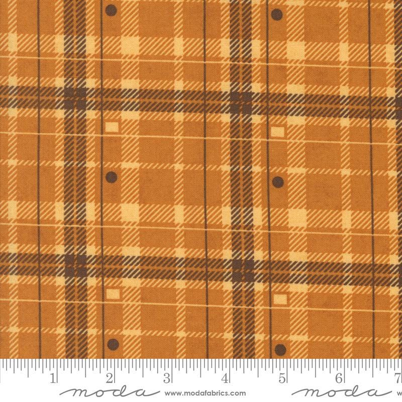 Hayride Checks and Plaids in Yam from Acorn Hollow by BasicGrey for Moda. Continuous cuts of Quilter's Cotton Fabric