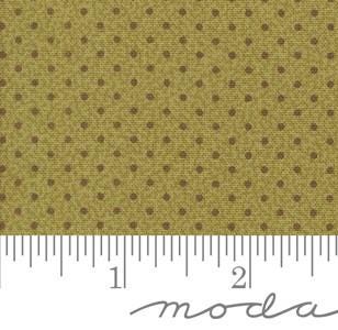 Dot Dot Dots in Basil from Pumpkin Spice Gatherings by Primitive Gatherings for Moda. Continuous cuts of Quilter's Cotton Fabric