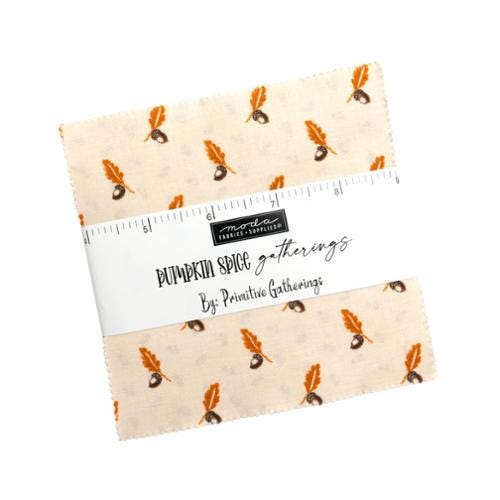 Pumpkin Spice Gatherings by Primitive Gatherings for Moda Quilter's Cotton Charm Pack of 42 5 x 5 inch squares