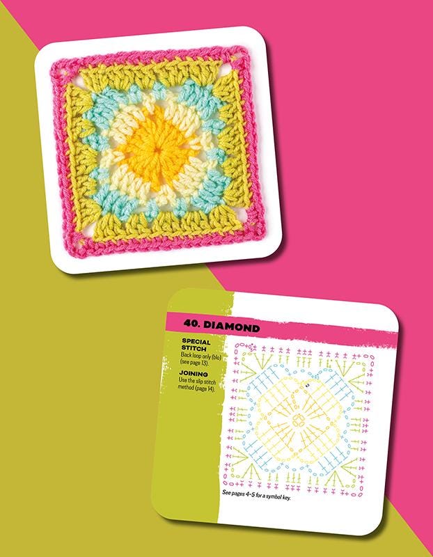 the Granny Square Card Deck Boxed Set of 50 Crochet Patterns by Claire Montgomerie