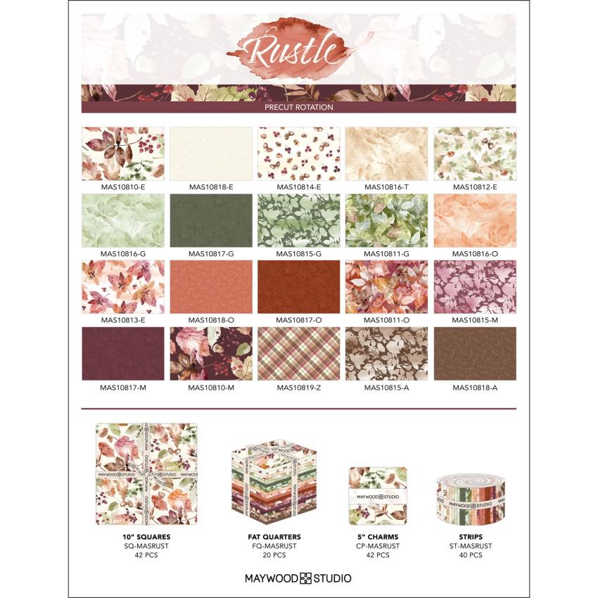 Rustle Collection by Maywood Studio. Quilter's Cotton Fat Quarter Bundle. 20 Fat Quarters of 18 inch x 22 inch squares.