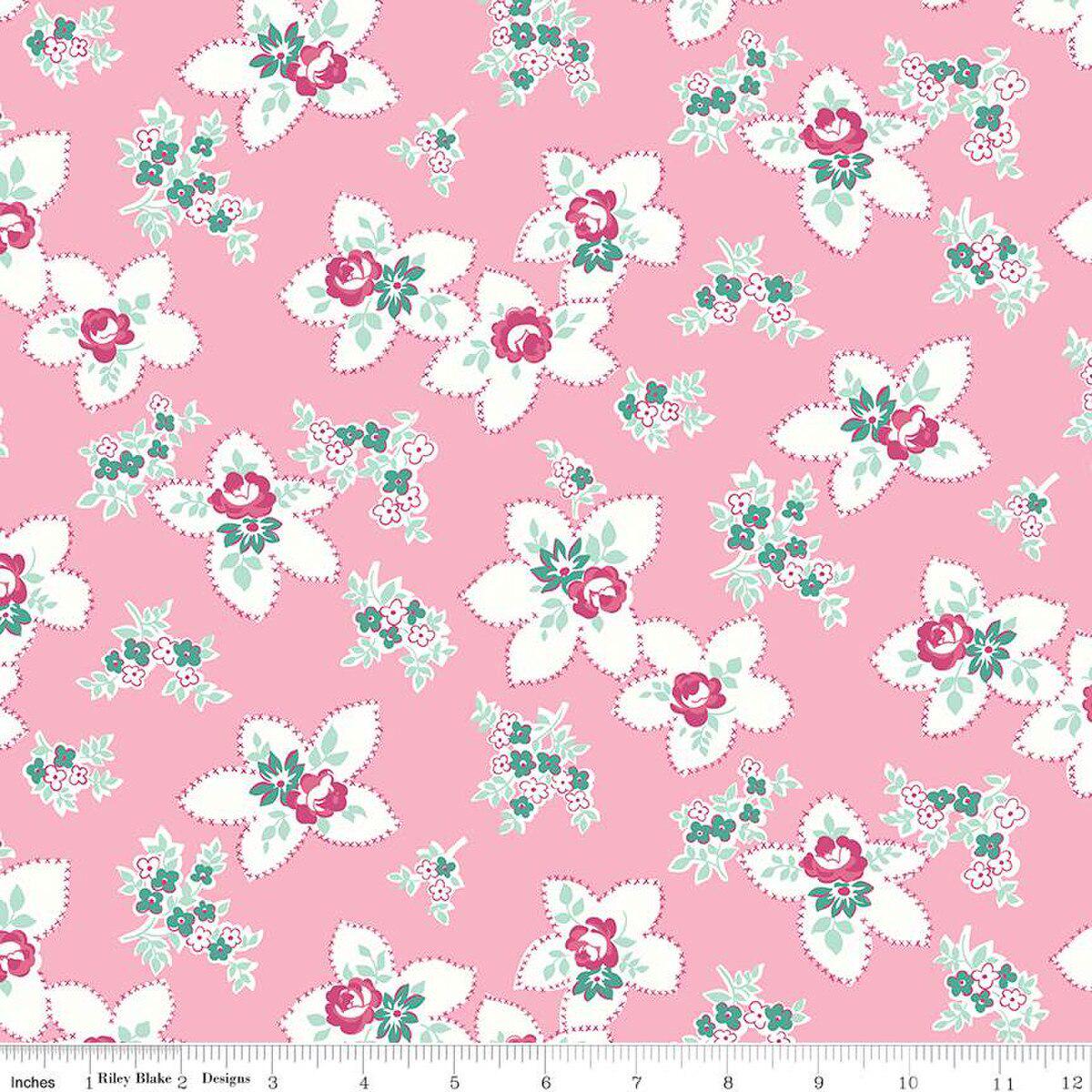 Precious Petites in Pink by Gerri Robinson of Planted Seed Designs for Riley Blake continuous cuts of Quilter's Cotton 108" Wide Back Fabric