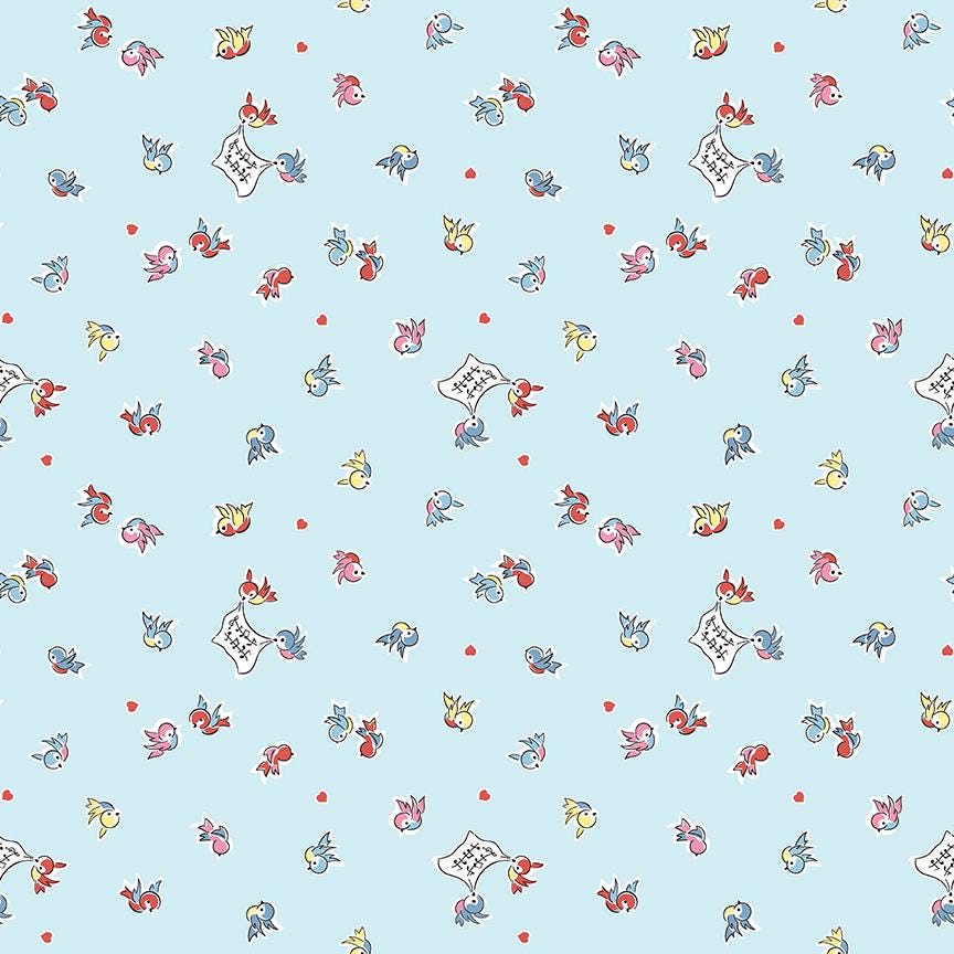 Love Notes Songbirds in Sky by Lindsay Wilkes for Riley Blake Designs. Continuous Cuts of Quilter's Cotton fabric