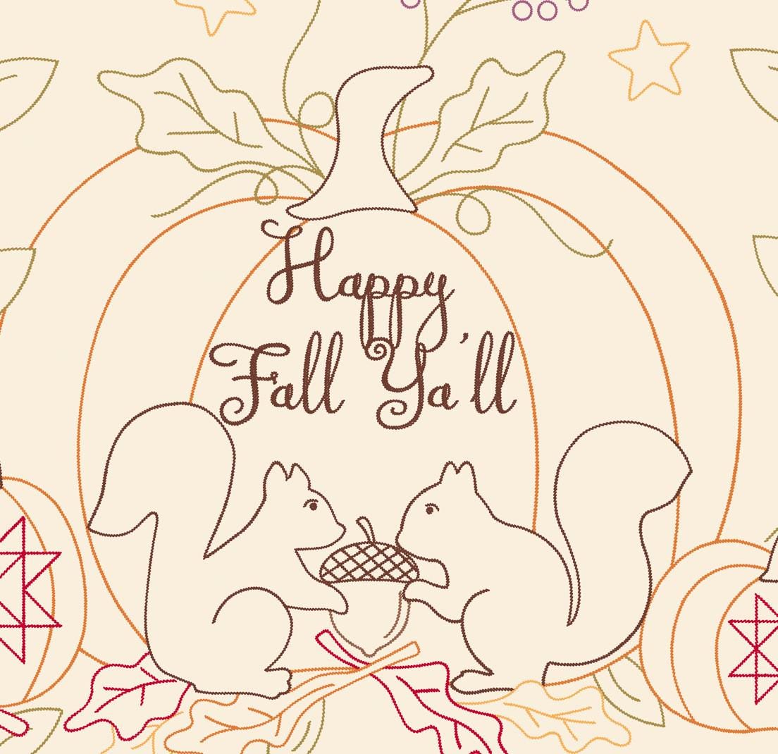 Pumpkin Spice Gatherings Panel 36" x 44" by Primitive Gatherings for Moda Quilter's Cotton panel