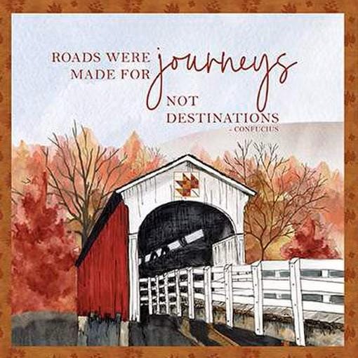 Covered Bridges in Fall Pillow Panel by Tara Reed for Riley Blake Designs. 35.5 inch x 43 inch panel of 100% Quilter's Cotton
