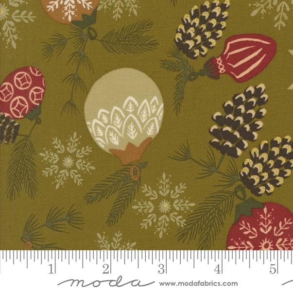 Branch & Baubles in Pickle from Old World Yuletide by Fancy That Design House for Moda Fabrics. Continuous cuts of Quilter's Cotton Fabric