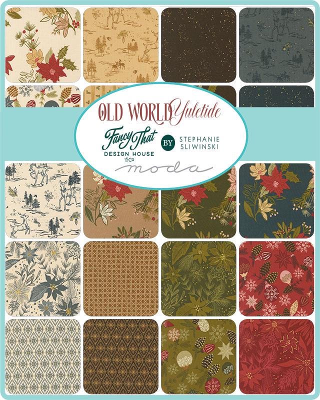 Holly Stripe in Almond from Old World Yuletide by Fancy That Design House for Moda Fabrics. Continuous cuts of Quilter's Cotton Fabric