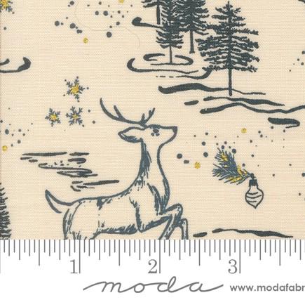 Oh Deer Toile in Eggshell from Old World Yuletide by Fancy That Design House for Moda Fabrics. Continuous cuts of Quilter's Cotton Fabric