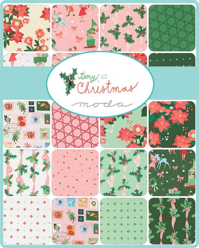 Holly Stripes in Pine from Tiny Christmas by Lizzy House for Moda Fabrics. Continuous cuts of Quilter's Cotton Fabric
