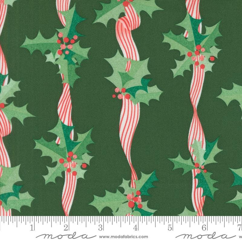 Holly Stripes in Pine from Tiny Christmas by Lizzy House for Moda Fabrics. Continuous cuts of Quilter's Cotton Fabric