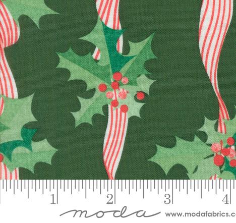Holly Stripes in Pine from Tiny Christmas by Lizzy House for Moda Fabrics. Continuous cuts of Quilter's Cotton Fabric