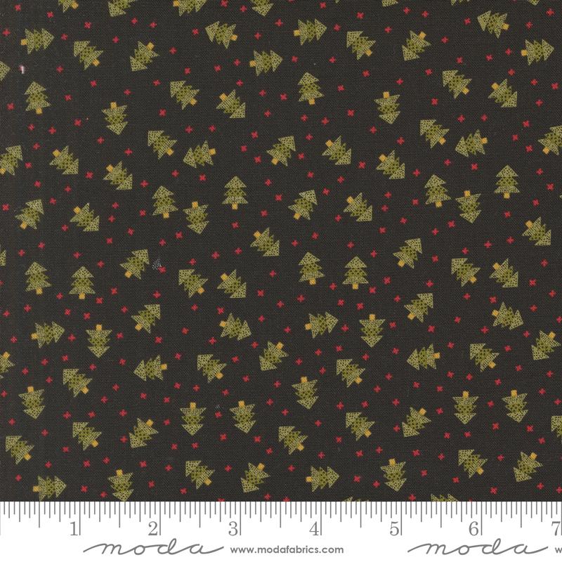 Spruce Christmas Dots Trees in Black from Emmitt and Ivy by Sweetwater for Moda continuous cuts of Quilter's Cotton Fabric