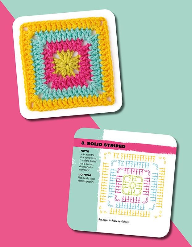 the Granny Square Card Deck Boxed Set of 50 Crochet Patterns by Claire Montgomerie