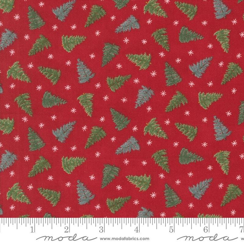 Tossed Trees in Berry Red from Winter Friends by Deb Strain for Moda continuous cuts of Quilter's Cotton Fabric