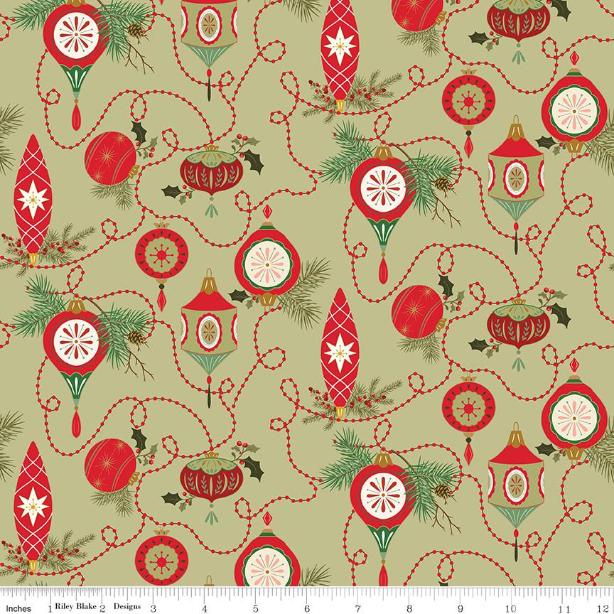 Bulbs in Olive from Glisten by Sandy Gervais for Riley Blake Designs. Continuous Cuts of Quilter's Cotton fabric