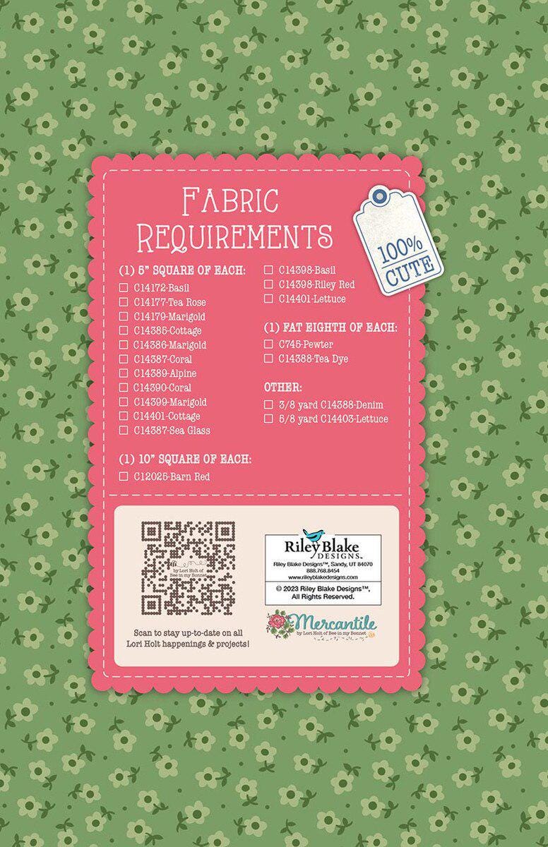 Needle & Thread Mercantile Quilt Seeds pattern by Lori Holt for Riley Blake Designs. Directions for 1 block in a "seed pack" envelope.