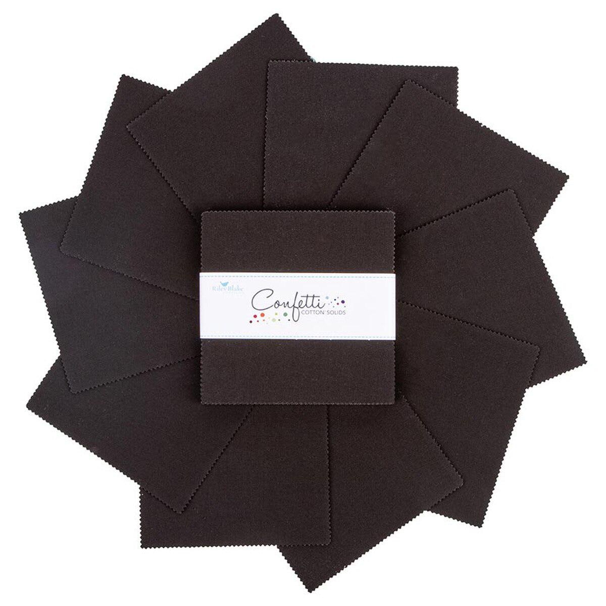 Confetti Cotton Solid in Licorice by RBD Designers for Riley Blake Designs. Quilter's Cotton Charm Pack of 42 5 inch squares