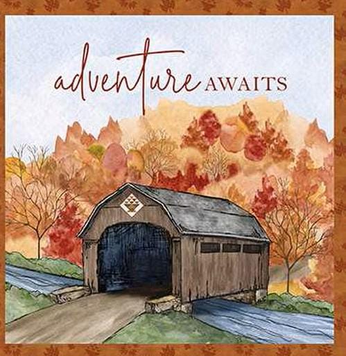 Covered Bridges in Fall Pillow Panel by Tara Reed for Riley Blake Designs. 35.5 inch x 43 inch panel of 100% Quilter's Cotton