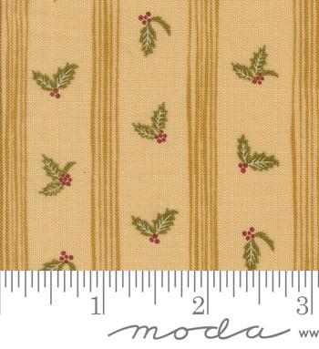 Holly Stripe in Almond from Old World Yuletide by Fancy That Design House for Moda Fabrics. Continuous cuts of Quilter's Cotton Fabric