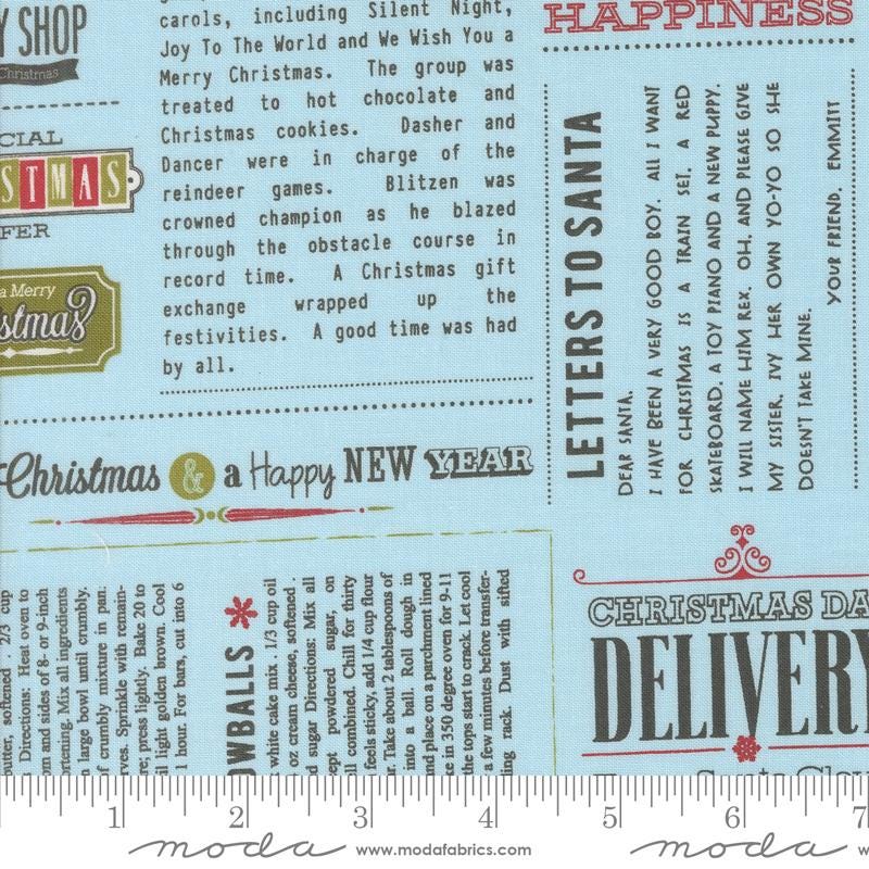 In The News Text and Words in Sky from Emmitt and Ivy by Sweetwater for Moda continuous cuts of Quilter's Cotton Fabric