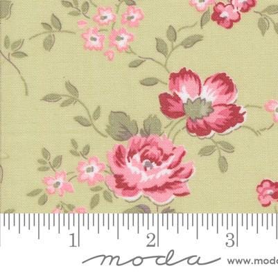 Christmas Rose in Leaf from the Very Sweet Christmas collection by Bunny Hill Designs for Moda continuous cuts of Quilter's Cotton Fabric