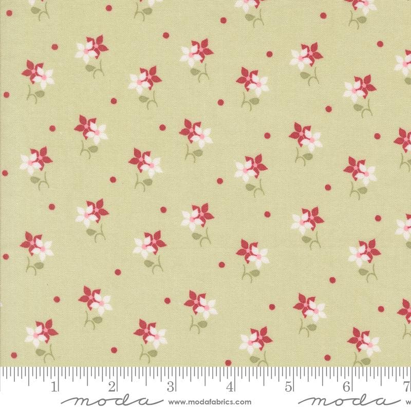 Poinsettias in Leaf from the Very Sweet Christmas collection by Bunny Hill Designs for Moda continuous cuts of Quilter's Cotton Fabric